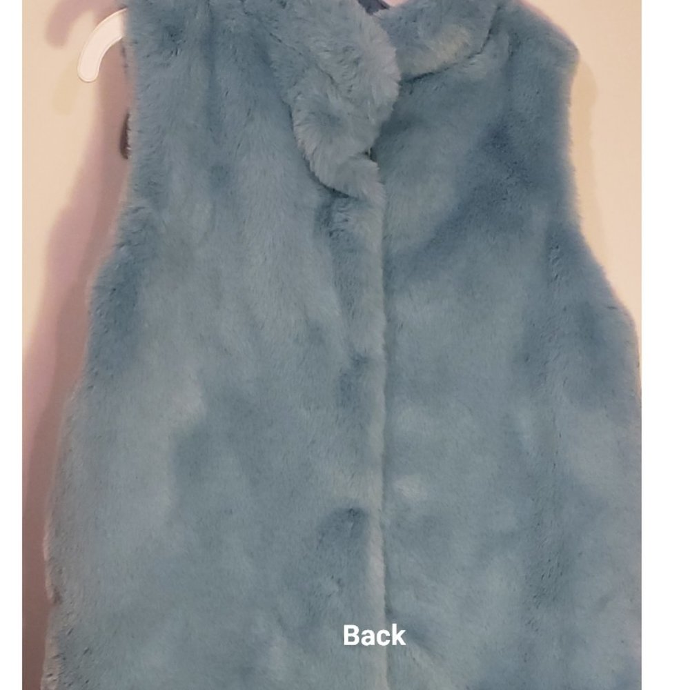 EPIC THREADS FAUX FUR BLUE JACKET VEST - Picture 2 of 5
